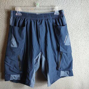 VAYAGER MEN'S PADDED CYCLING SHORTS NAVY BLUE MEDIUM POLYESTER USED